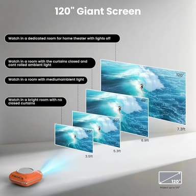 Mini Projector, 1080P Supported Portable Bluetooth projector